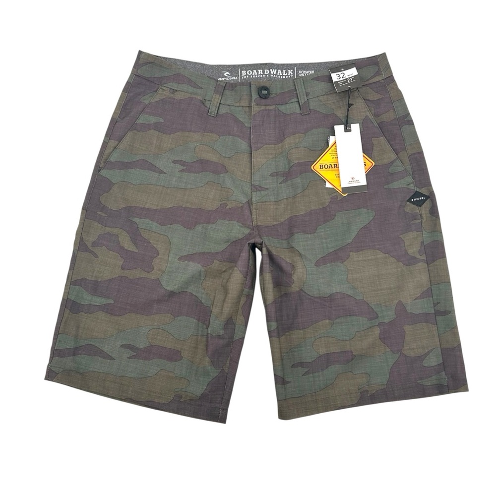 NWT Rip Curl Men’s Green and Gray Camo Boardwalk Hybrid Shorts Waist 32
